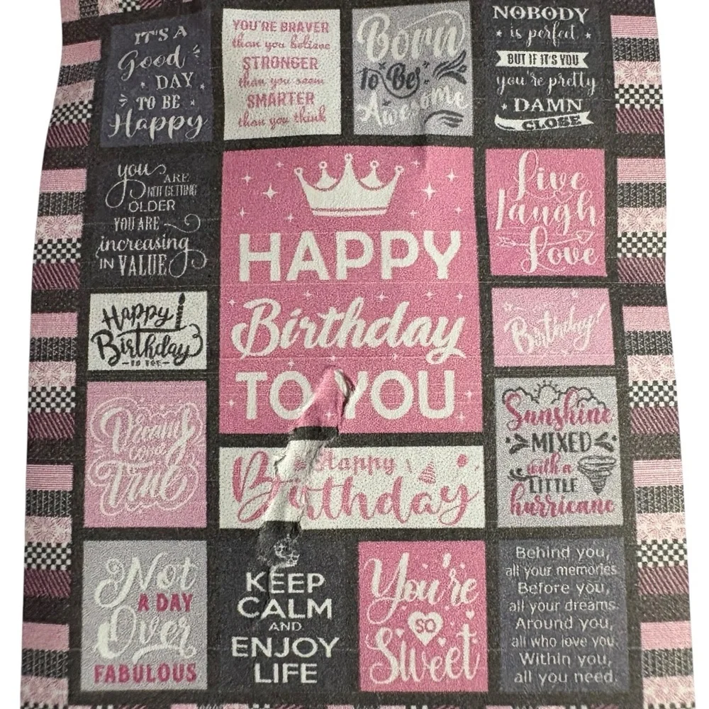Pink and‎ Black Birthday Themed Blanket or Throw